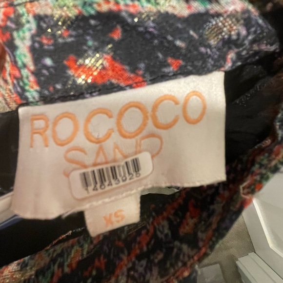 ROCOCO SAND Nott Printed Metallic Dogs Plunge MIDI Dress- Size XS - Picture 5 of 6